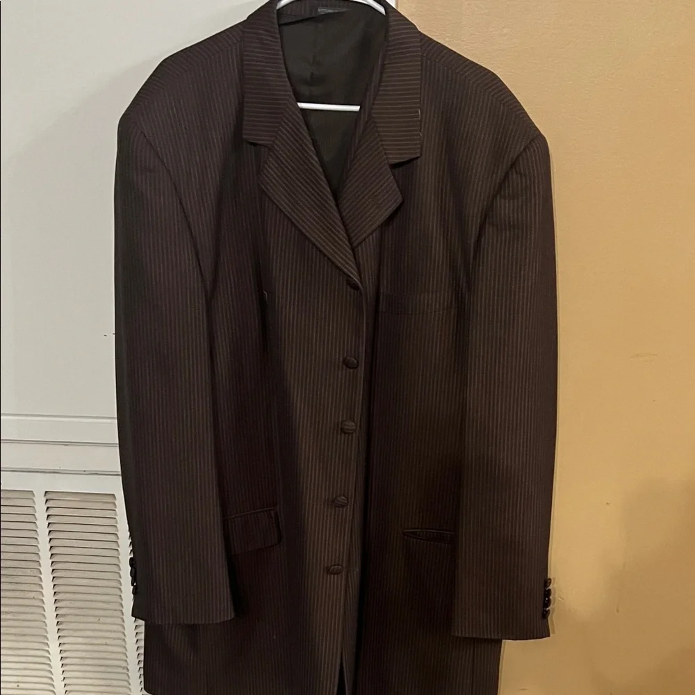 Vittorio Dark Brown Pinstripe Suit Jacket